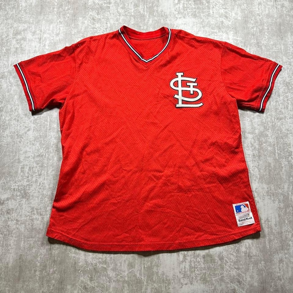 Vintage Baseball Jersey Men XX-Large Red St. Louis Cardinals MLB Mesh V-Neck